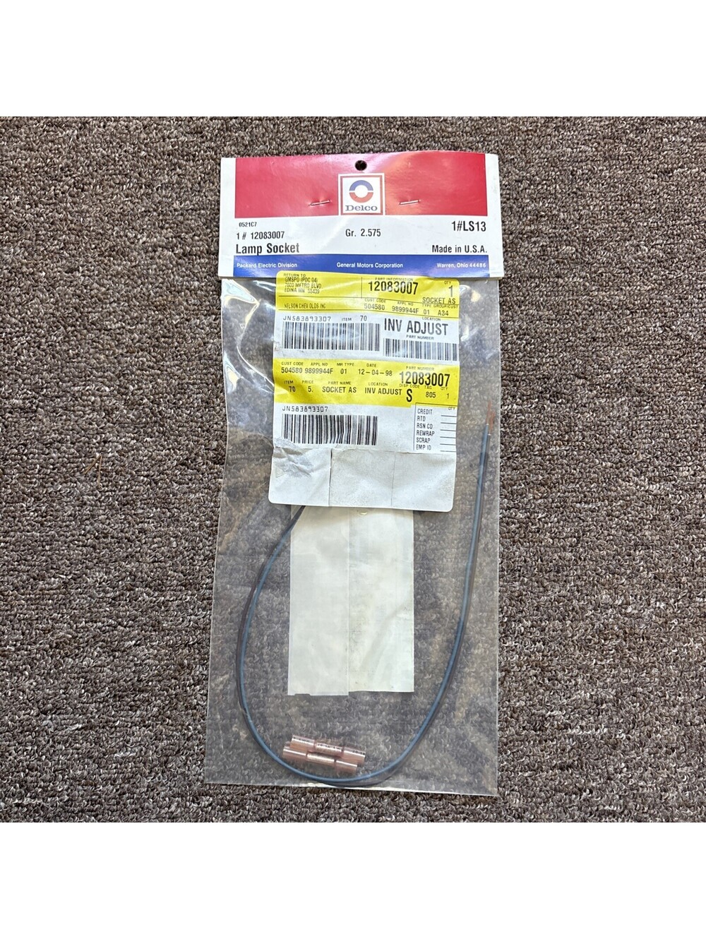 12083007 NOS OEM Acdelco GM Side Marker Light Pigtail For GM